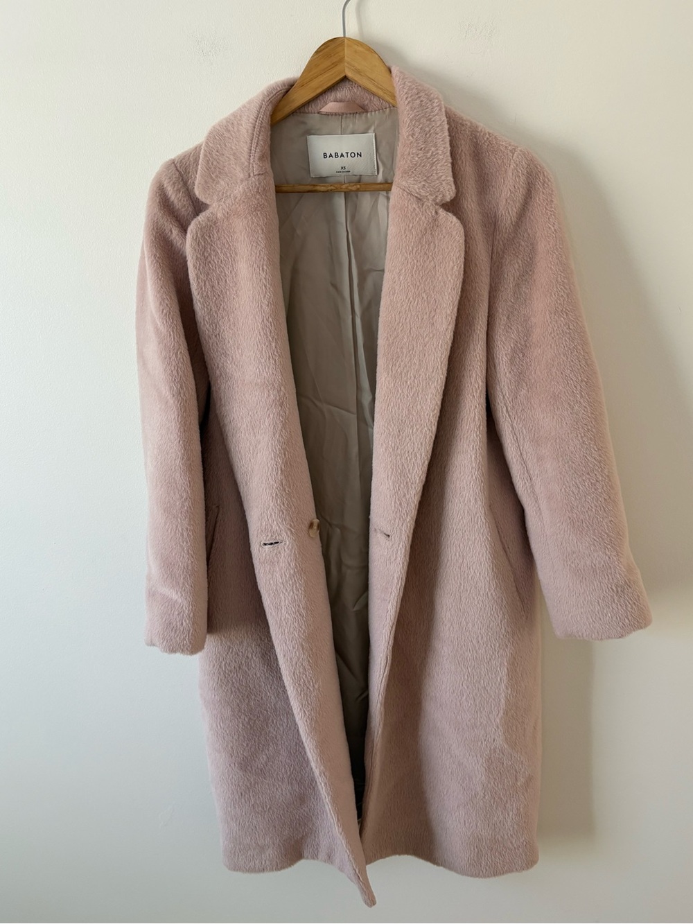 Babaton Stedman Aritzia Coat Alpaca & Virgin Wool Size XS Blush Pink Luxury Coat - Picture 7 of 12